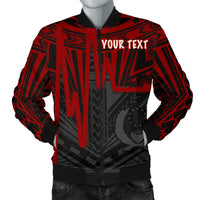 Pohnpei Personalised Men's Bomber Jacket - Pohnpei Seal In Heartbeat Patterns Style (Red) Red - Polynesian Pride
