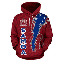 Samoa Hoodie Samoa Flag Coat of Arms Polynesian Tattoo - Polynesian Pride
