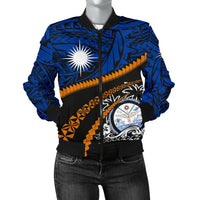 Marshall Islands Women Bomber Jacket - Road to Hometown Blue - Polynesian Pride
