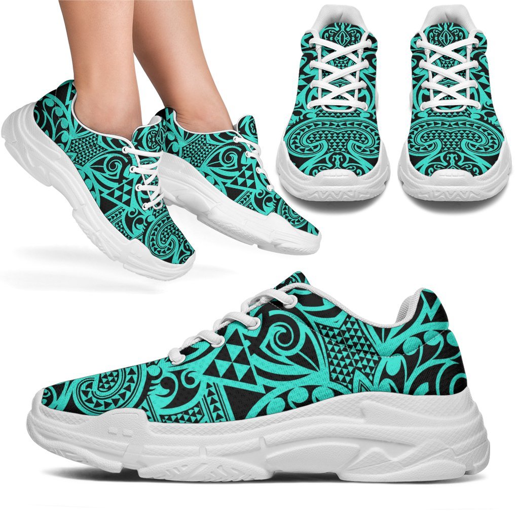 Polynesian Kakau Turtle Turquoise Chunky Sneakers - Polynesian Pride