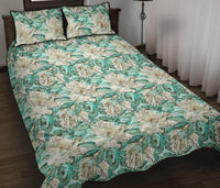 Hawaii Quilt Bed Set Tropical Blue AH Black - Polynesian Pride