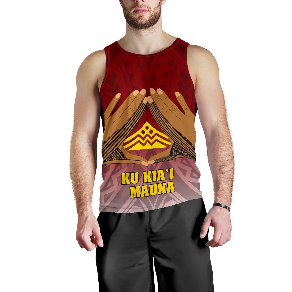 Hawaii Mauna Kea Men's Tank Top - Hand Sign Symbol Red - Polynesian Pride