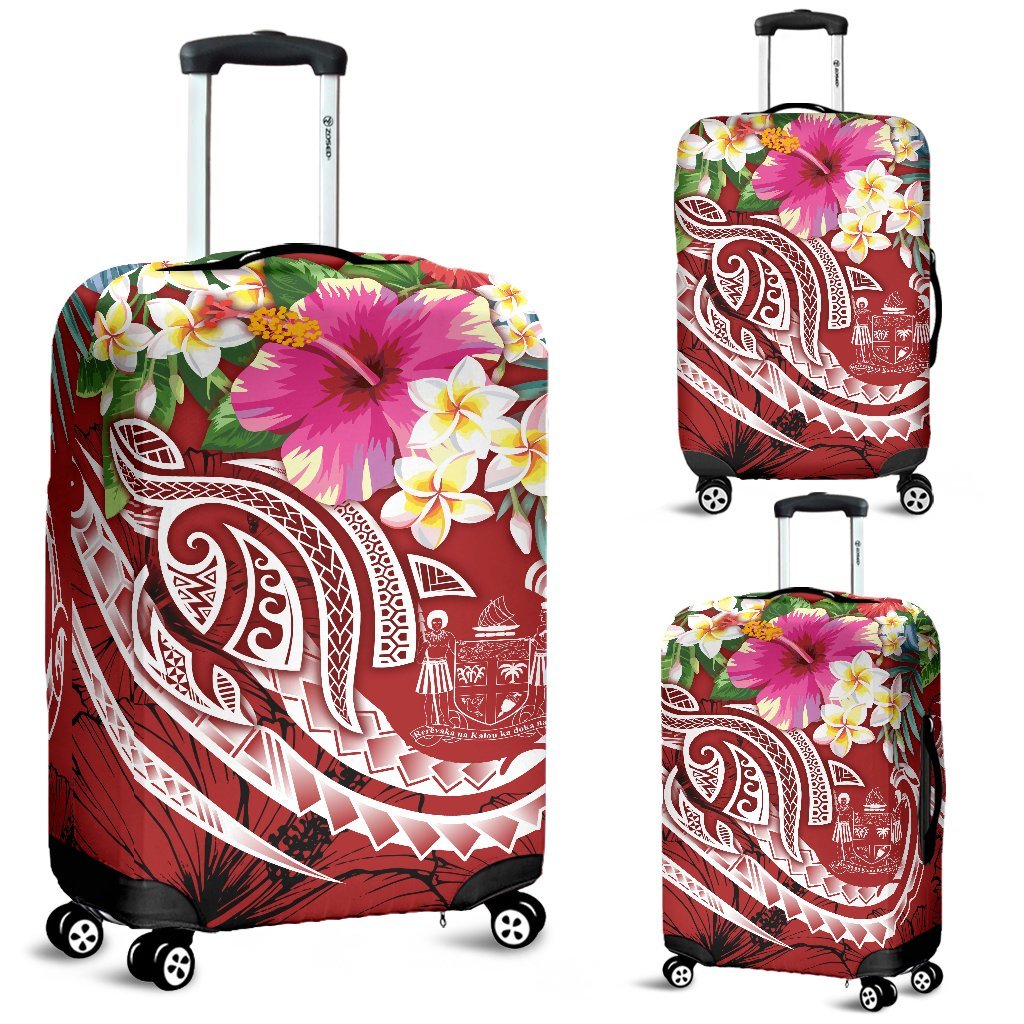 Fiji Polynesian Luggage Covers - Summer Plumeria (Red) - Polynesian Pride
