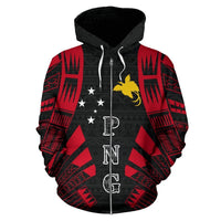 Papua New Guinea All Over Zip up Hoodie Polynesian Tattoo Style - Polynesian Pride