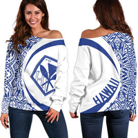 Kanaka Polynesian Women's Off Shoulder Sweater 01 White - Polynesian Pride