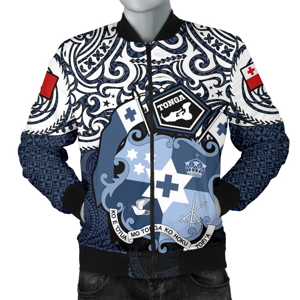 Tonga Polynesian Bomber Jacket (Men) - Tongan Pride (Blue) Blue - Polynesian Pride