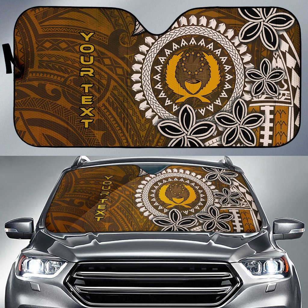 Pohnpei Custom Personalised Auto Sun Shades - Polynesian Boar Tusk Auto Sun Shade Universal Fit Brown - Polynesian Pride