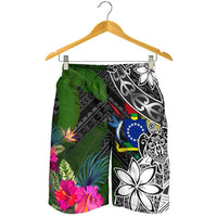 Cook Islands Men Shorts - Turtle Plumeria Banana Leaf - Polynesian Pride