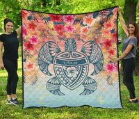 Hawaii Turtle Ohana Stary Night Hibiscus Premium Quilt Pastel - Polynesian Pride