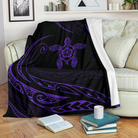 Hawaii Turtle Hibicus Premium Blanket - Frida Style - Purple - Polynesian Pride