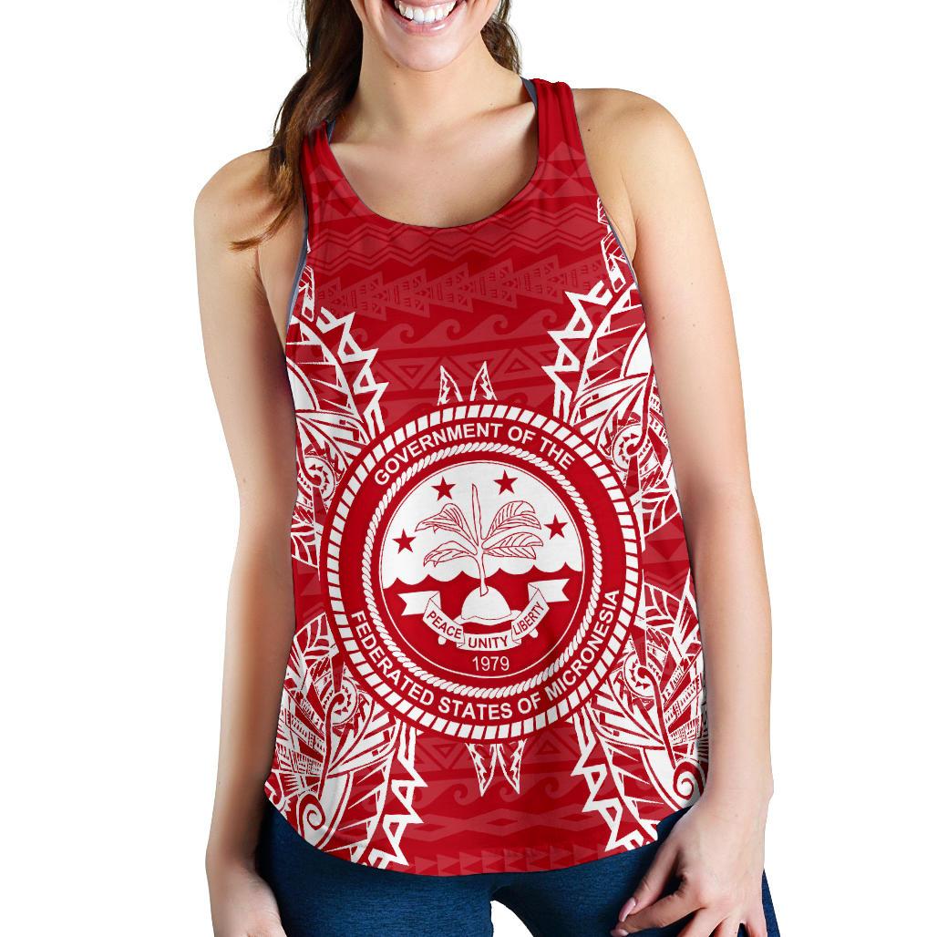 Federated States Of Micronesian Women Tank Top Map Red White Red - Polynesian Pride