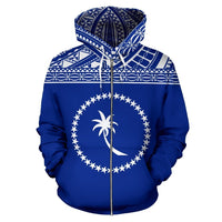 Federated States of Micronesia All Over Zip up Hoodie Chuuk Flag - Polynesian Pride