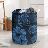 Hibiscus Turtles Hawaii Laundry Basket Pastel Blue AH Laundry Basket - 2 One Size Blue - Polynesian Pride