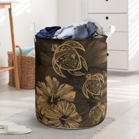 Hibiscus Turtles Hawaii Laundry Basket Gold AH Laundry Basket - Hibiscus Turtles Hawaii Laundry Basket - Gold - AH - J6 One Size Gold - Polynesian Pride