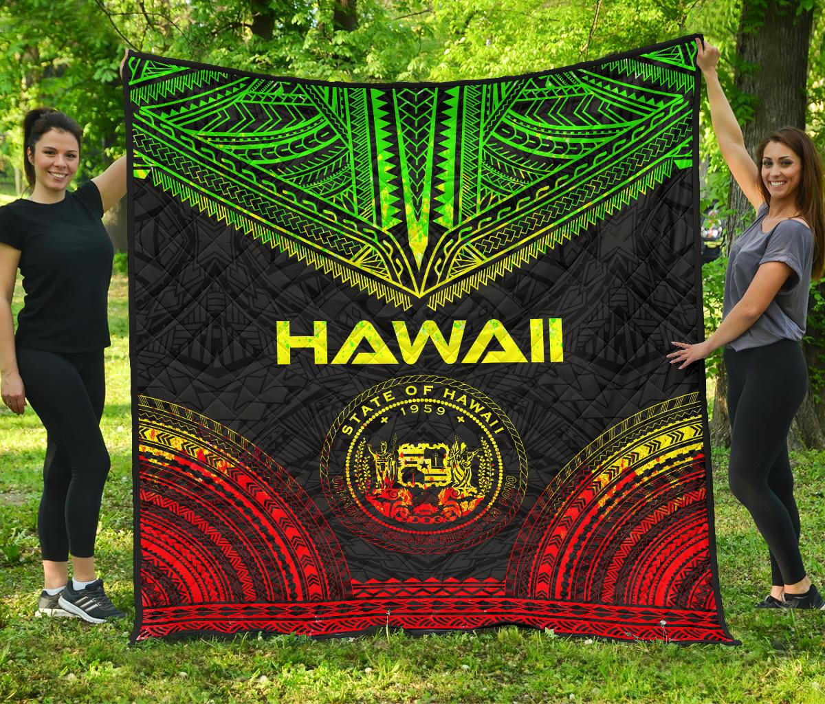 Hawaii Premium Quilt - Hawaii Seal Polynesian Chief Reggae Version - Polynesian Pride