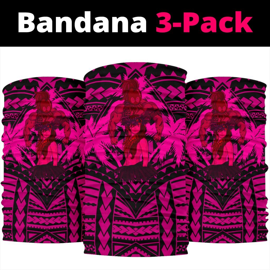Polynesian Warrior Hula Girl Kanaka Hawaii Anchor Bandana 3 - Pack - AH - Pink - Polynesian Pride