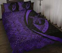 Hawaii Turtle Fish Hook Polynesian Quilt Bed Set Purple - Circle Style - Polynesian Pride