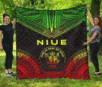 Niue Premium Quilt - Niue Seal Polynesian Chief Reggae Version - Polynesian Pride