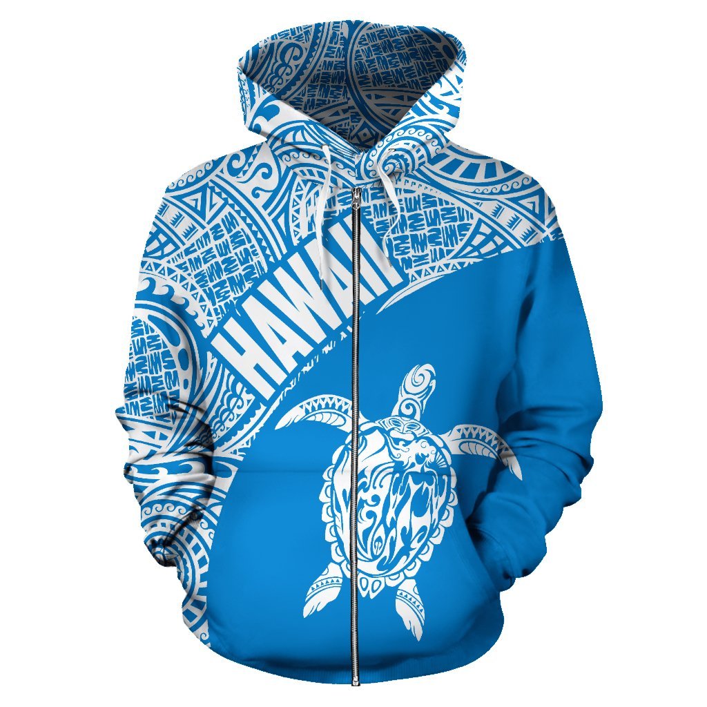 Hawaii Zip up Hoodie Hawaii Turtle Mermaid Polynesian Tattoo 02 - Polynesian Pride