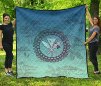 Hawaiian Map Kanaka Vintage Tropical Premium Quilt Black - Polynesian Pride