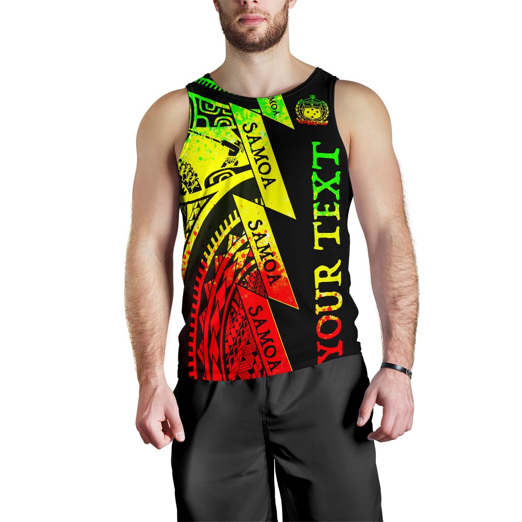 (Custom Personalised Text) Samoa Men Tank Tops - Samoa Coat Of Arm Reggae - Polynesian Pride