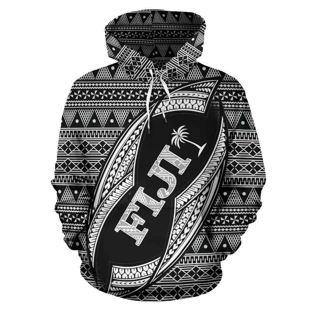 Fiji Polynesian Hoodie Tapa Pattern Rugby Ball - Polynesian Pride