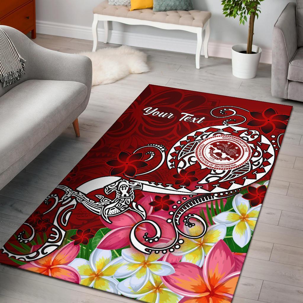 FSM Custom Personalised Area Rug - Turtle Plumeria (RED) - Polynesian Pride