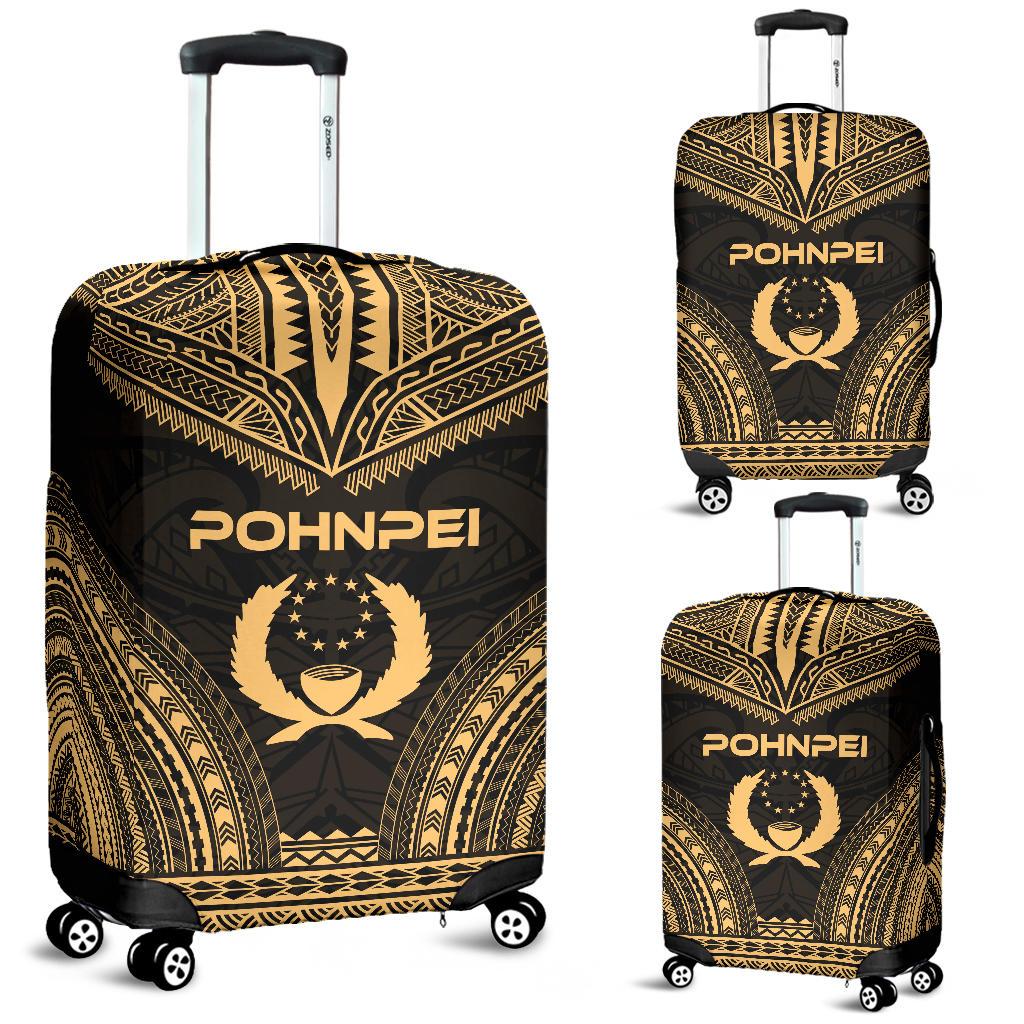 Pohnpei Polynesian Chief Luggage Cover - Gold Version Gold - Polynesian Pride