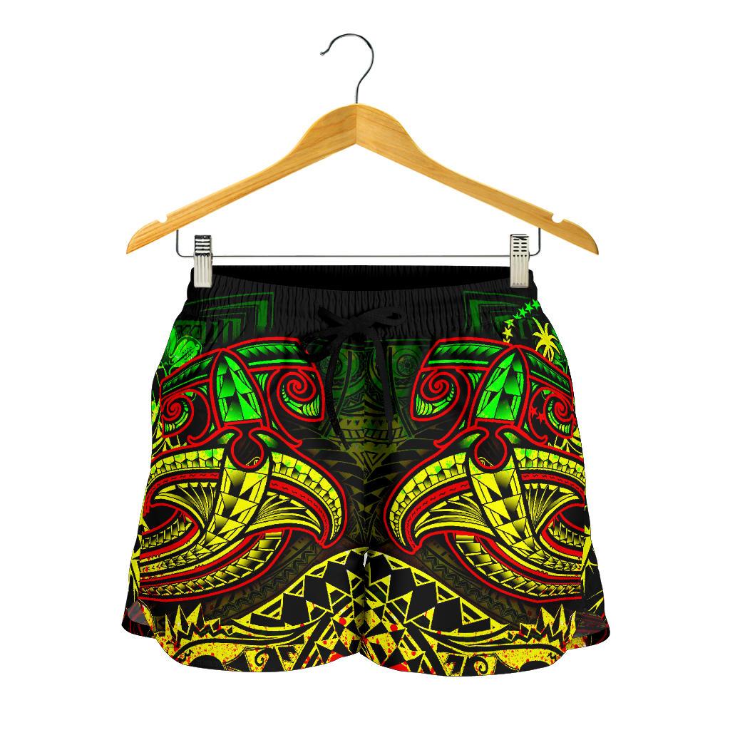 Chuuk Women's Shorts - Reggae Shark Polynesian Tattoo - Polynesian Pride