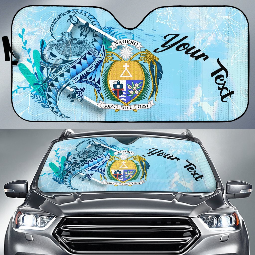 Nauru Auto Sun Shades - Custom Personalised Polynesian Turtle Under The Sea Auto Sun Shade - Nauru Universal Fit Blue - Polynesian Pride