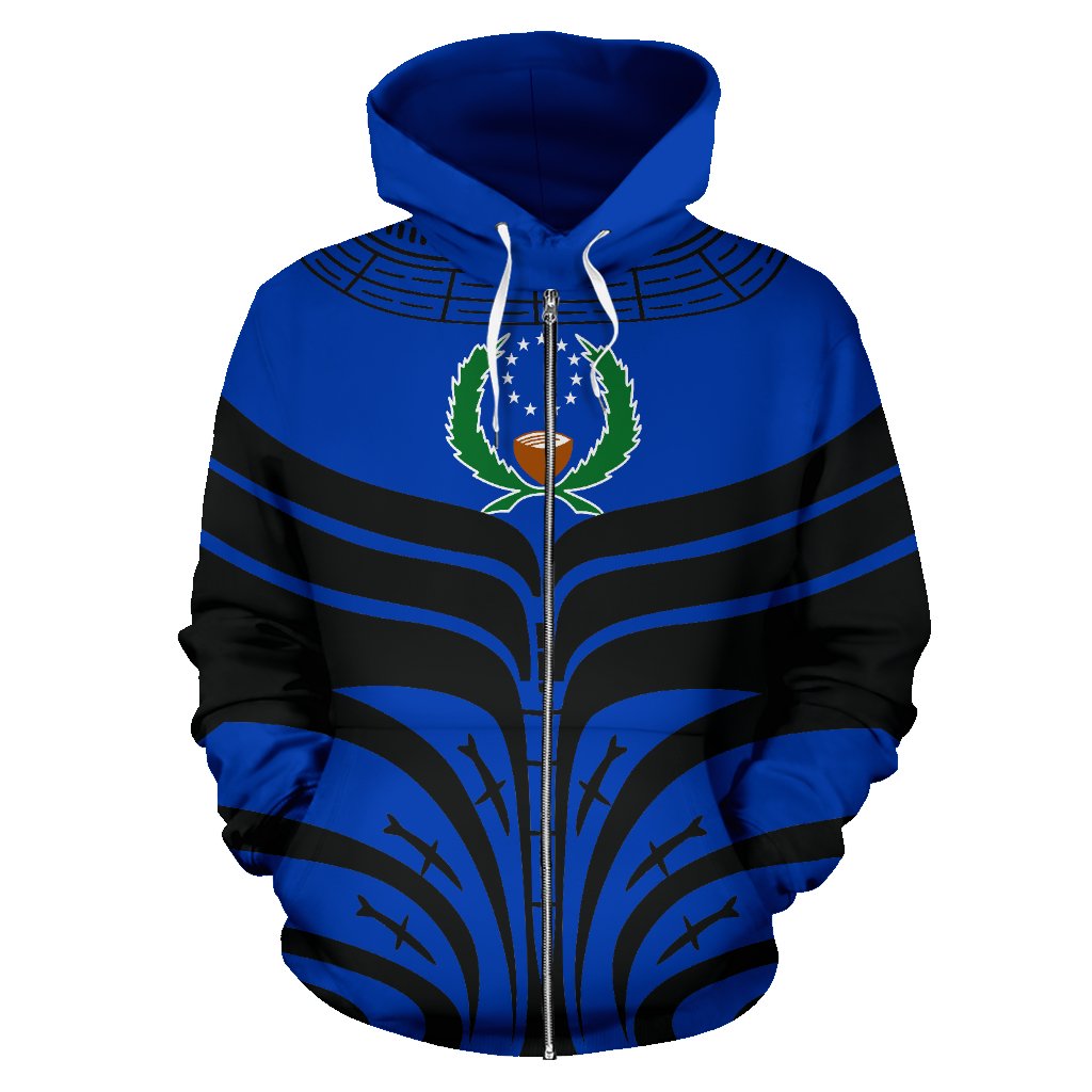 Pohnpei All Over Zip up Hoodie Micronesian Tattoo Design - Polynesian Pride