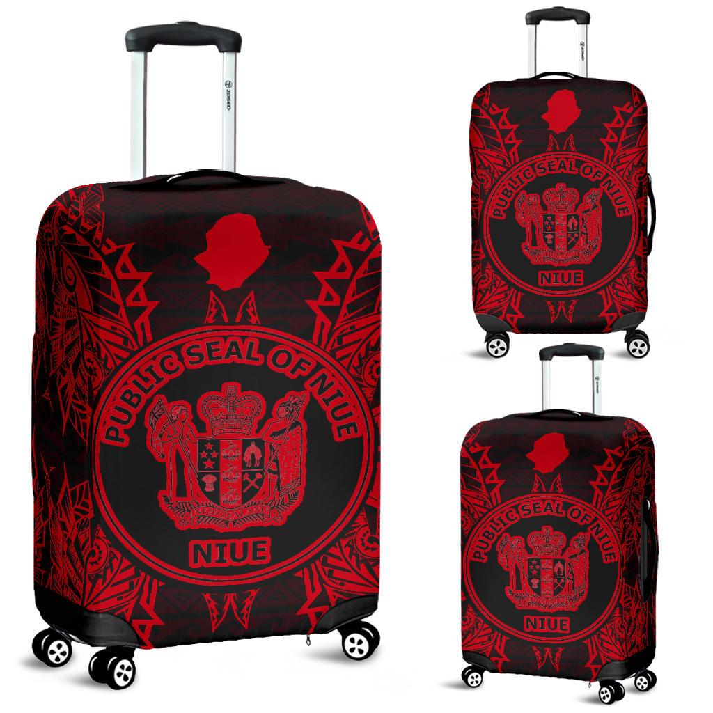 Niue Polynesian Luggage Covers Map Red Red - Polynesian Pride