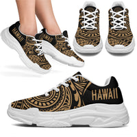 Hawaii White Chunky Sneakers Gold - Circle Style - Polynesian Pride