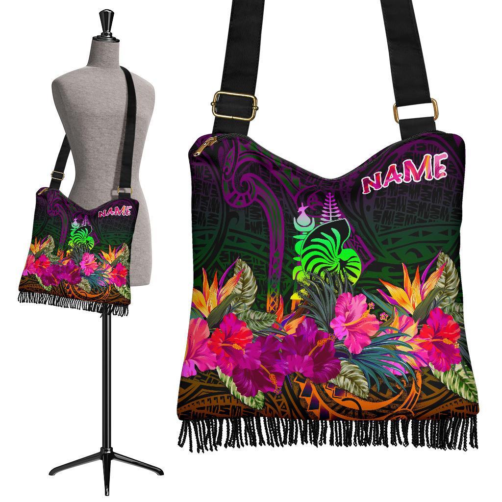 New Caledonia Polynesian Personalised Crossbody Boho Handbag - Summer Hibiscus One Style One Size Reggae - Polynesian Pride