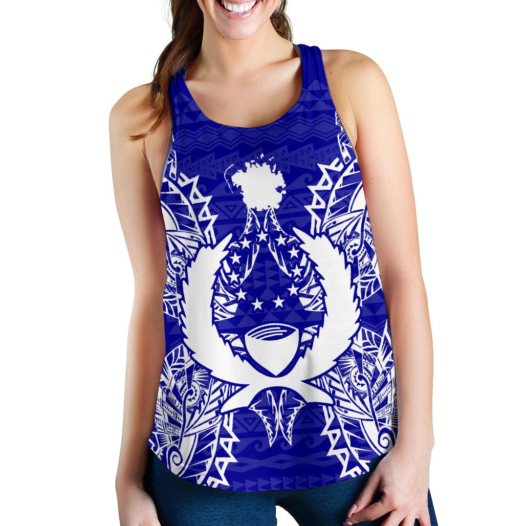 Pohnpei Polynesian Women Tank Top Map Blue Blue - Polynesian Pride