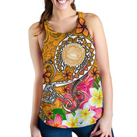 American Samoa Polynesian Women's Racerback Tank - Turtle Plumeria (Gold) - Polynesian Pride