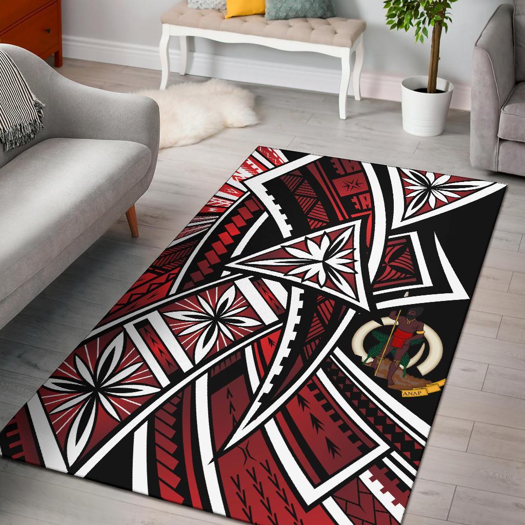 Vanuatu Area Rug - Tribal Flower Special Pattern Red Color - Polynesian Pride