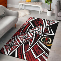 Vanuatu Area Rug - Tribal Flower Special Pattern Red Color - Polynesian Pride