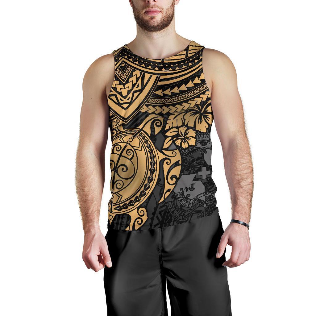 Tonga Polynesian Men's Tank Top - Golden Turtle - Polynesian Pride