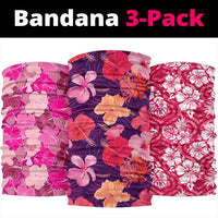 Hawaiian Hibiscus Pink Set Bandana 3-Pack - Polynesian Pride