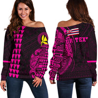 Hawaii Kanaka Polynesian Personalized Women's Off Shoulder Sweater - Pink Pink - Polynesian Pride
