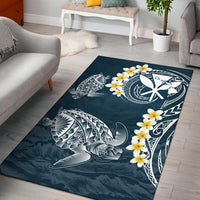 Hawaii Turtle Plumerian Polynesian Rug - Sease Style Black - Polynesian Pride