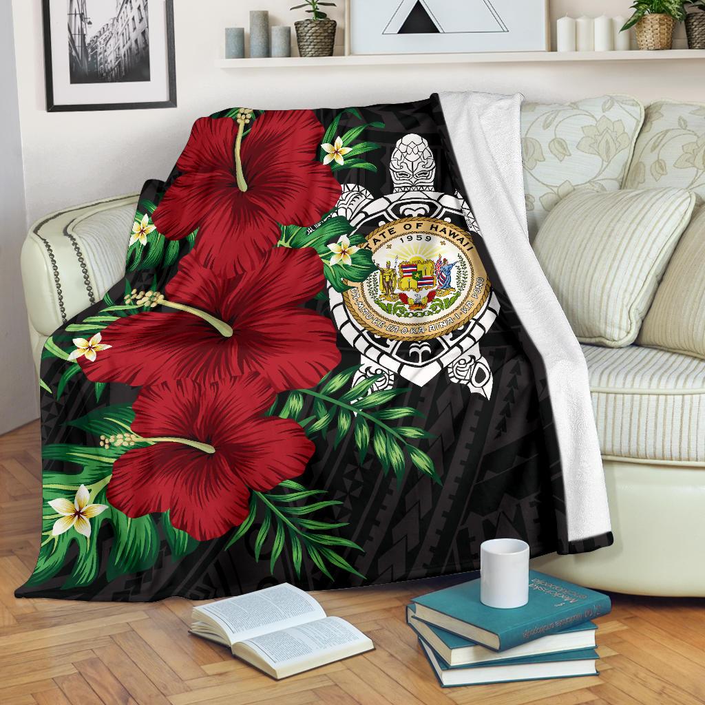 Hawaii Coast of Arm Turtle Hibiscus - Premium Blanket AH - Polynesian Pride