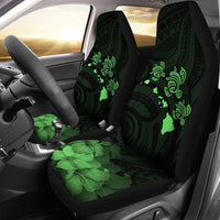 Hawaii Hibiscus Map Polynesian Ancient Green Turtle Car Set Covers - Polynesian Pride