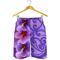 Hawaii Tropical Flower Polynesian Men's Shorts - Curtis Style - Purple - Polynesian Pride