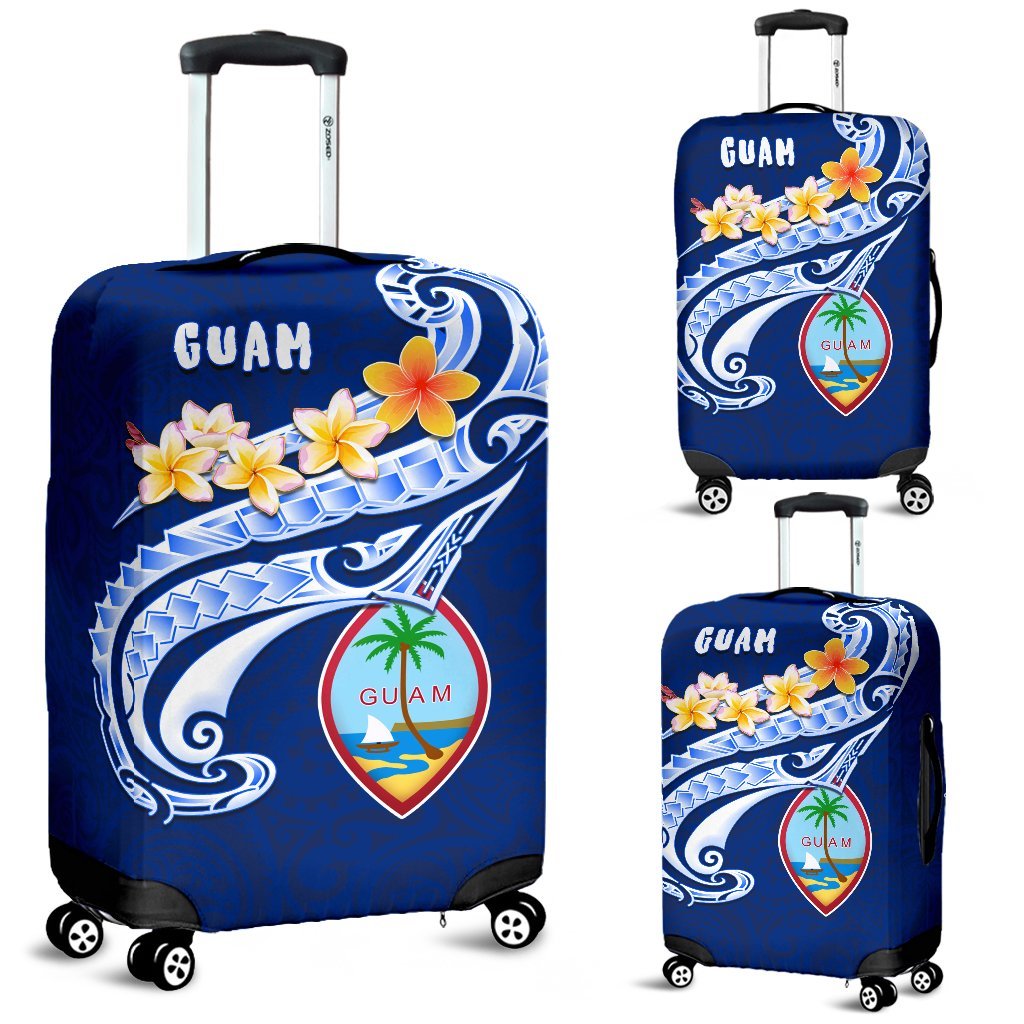 Guam Luggage Covers - Guam Seal Polynesian Patterns Plumeria (Blue) - Polynesian Pride