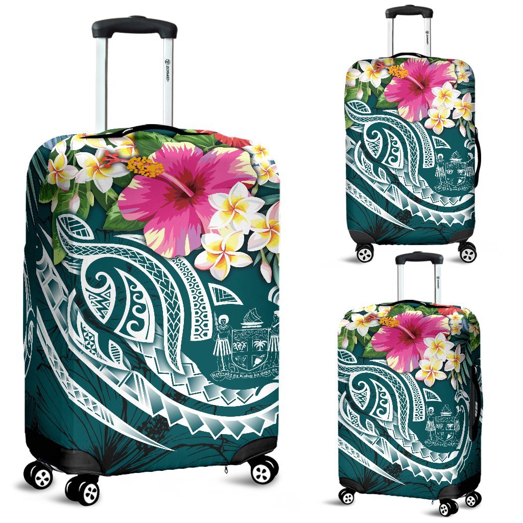 Fiji Polynesian Luggage Covers - Summer Plumeria (Turquoise) - Polynesian Pride