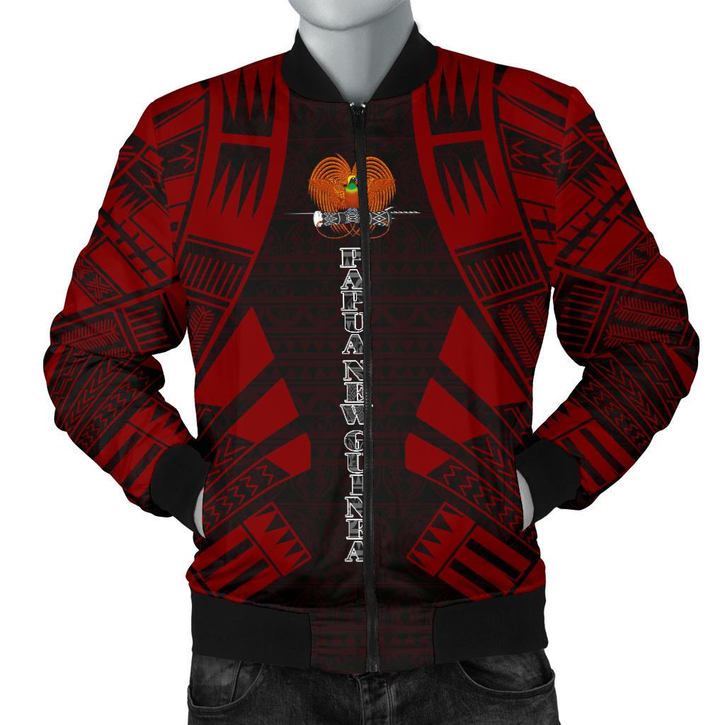 Papua New Guinea Men Bomber Jackets - Polynesian Tattoo Red Red - Polynesian Pride