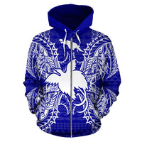 Papua New Guinea Polynesian All Over Zip up Hoodie Map Blue - Polynesian Pride