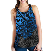 Tonga Polynesian Racerback Tank (Women) - Blue Turtle Flowing - Polynesian Pride
